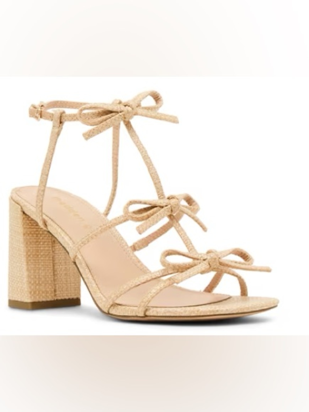 Madden Girl Beige Strappy Block Heel Sandal with Ankle Ties